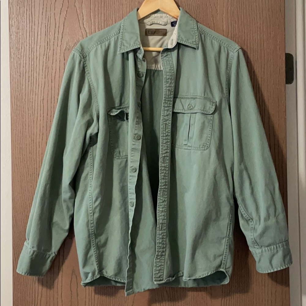 Green button down